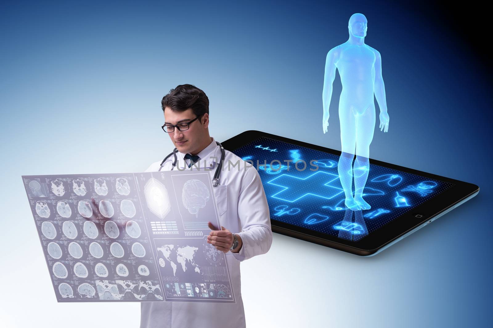Telehealth concept with doctor doing remote check-up