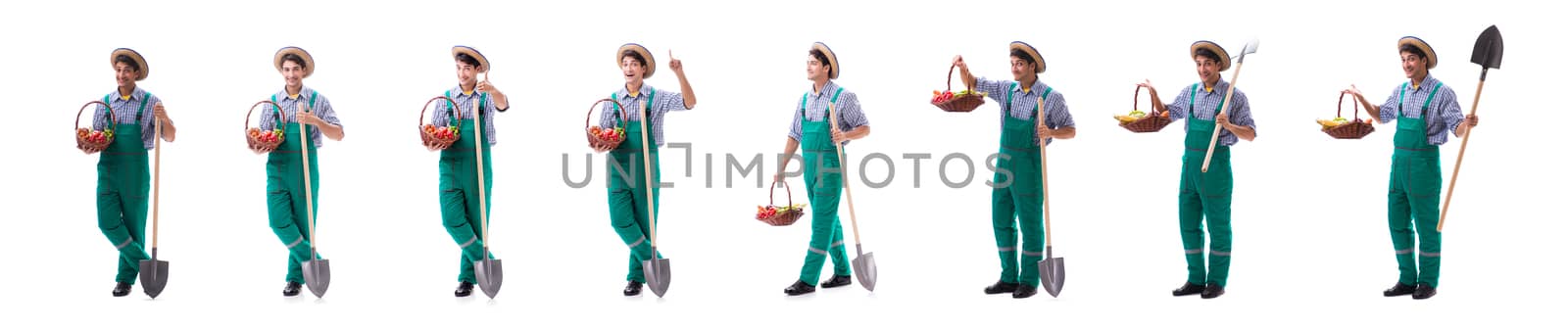 Young farmer isolated on the white background