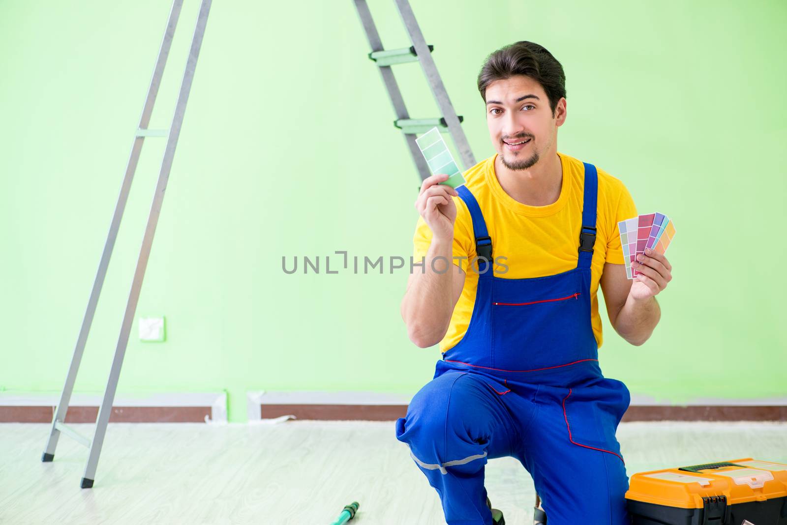 Young man doing home renovation 