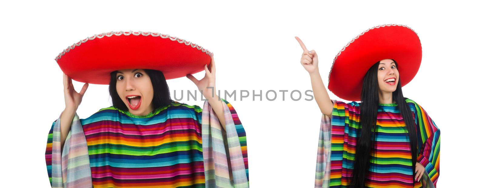 Mexican woman in funny concept on white by Elnur