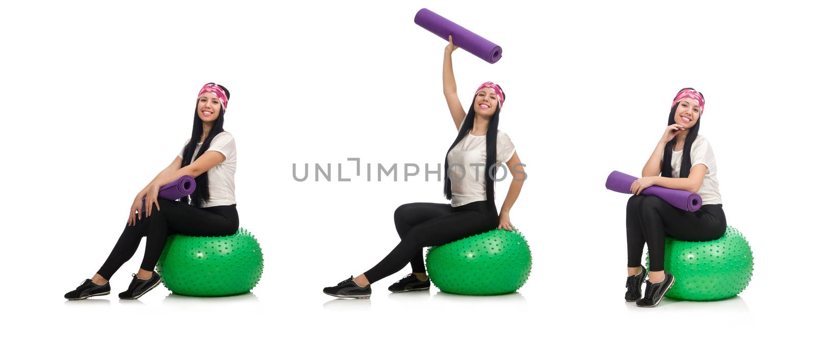 Young woman exercising with swiss ball by Elnur