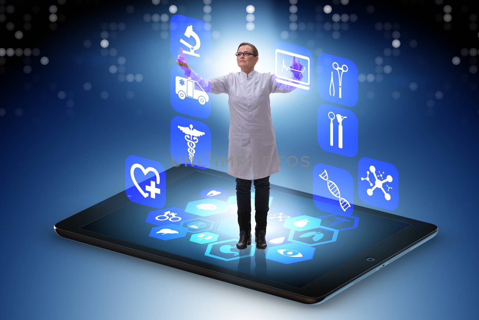 Telehealth concept with doctor doing remote check-up