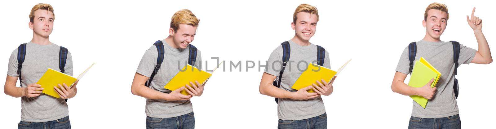 Young student isolated on white background 