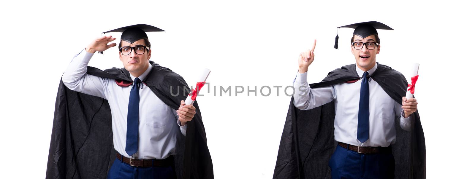 Student graduate isolated on white background by Elnur