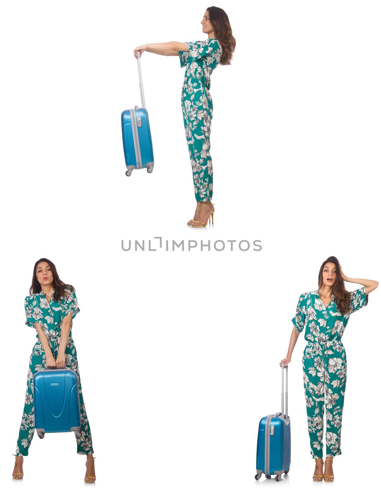 Woman with suitacases preparing for summer vacation by Elnur