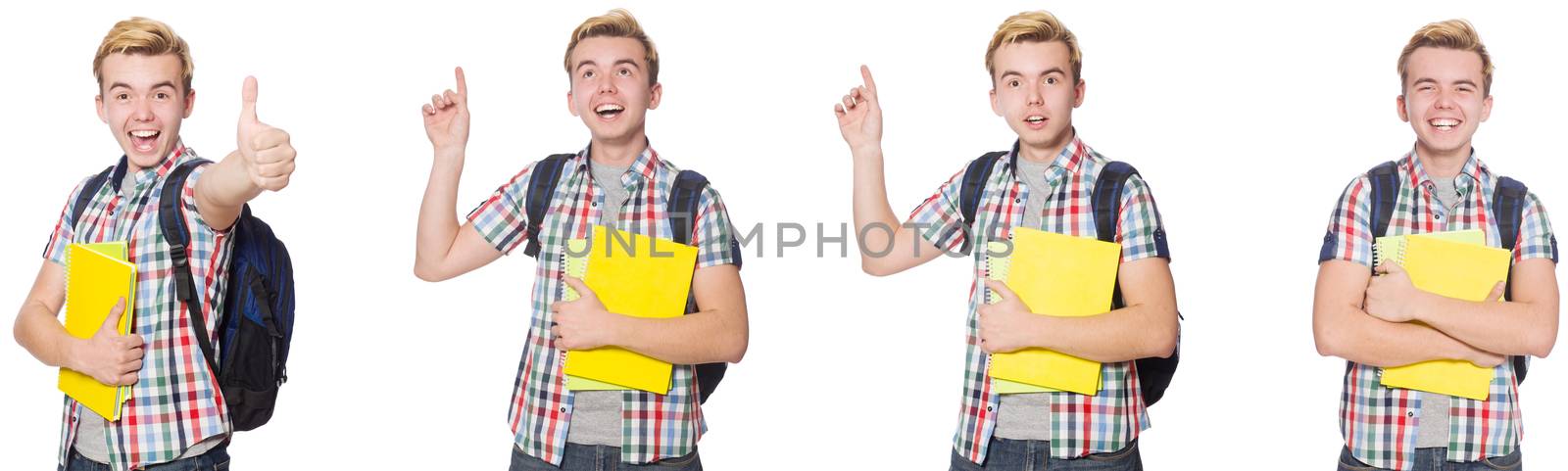 Young student isolated on white background 