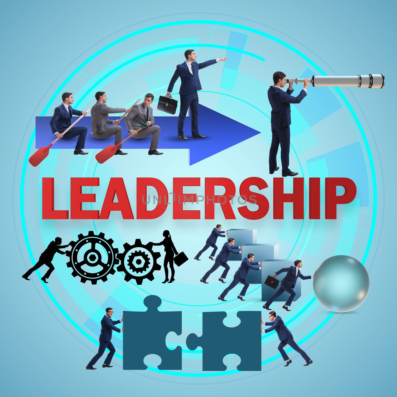 Concept of leadership with many business situations by Elnur