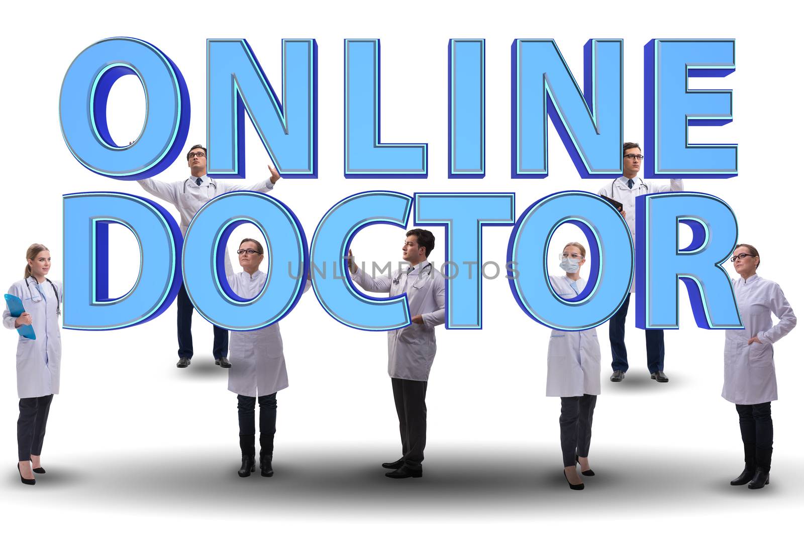 Telehealth concept with doctor doing remote check-up