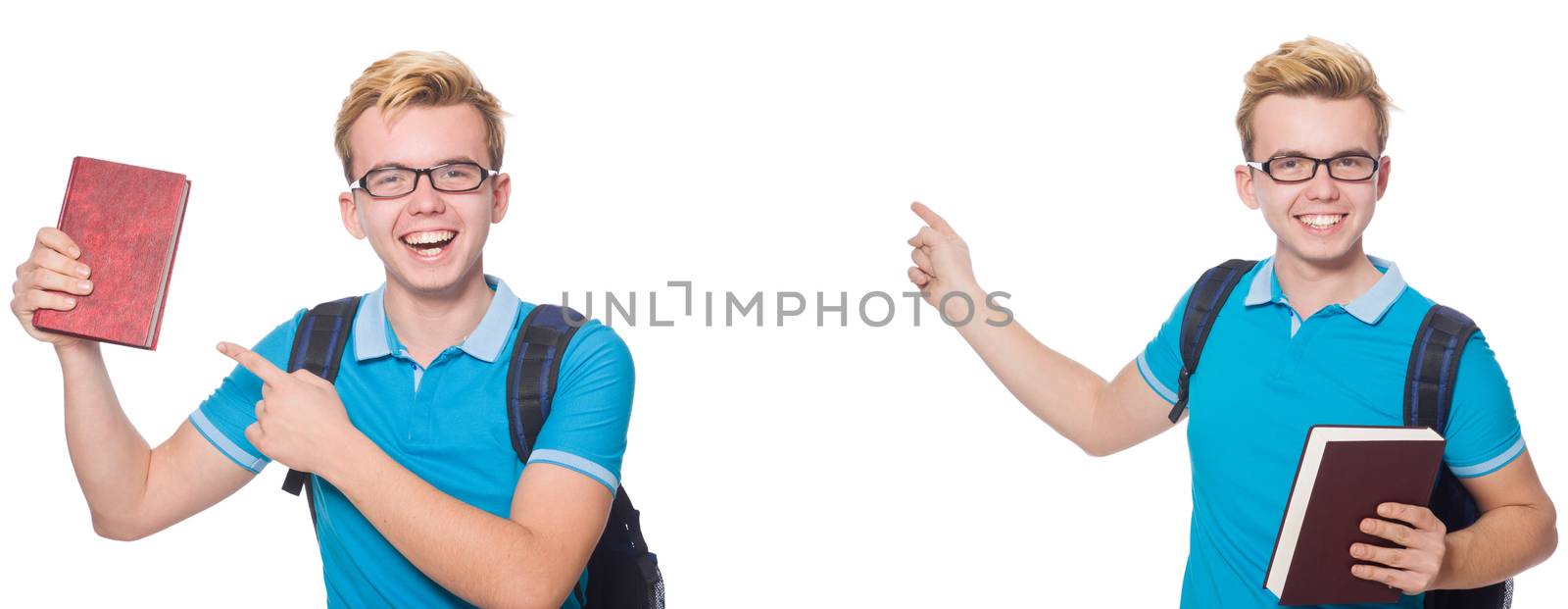 Young student isolated on white background 