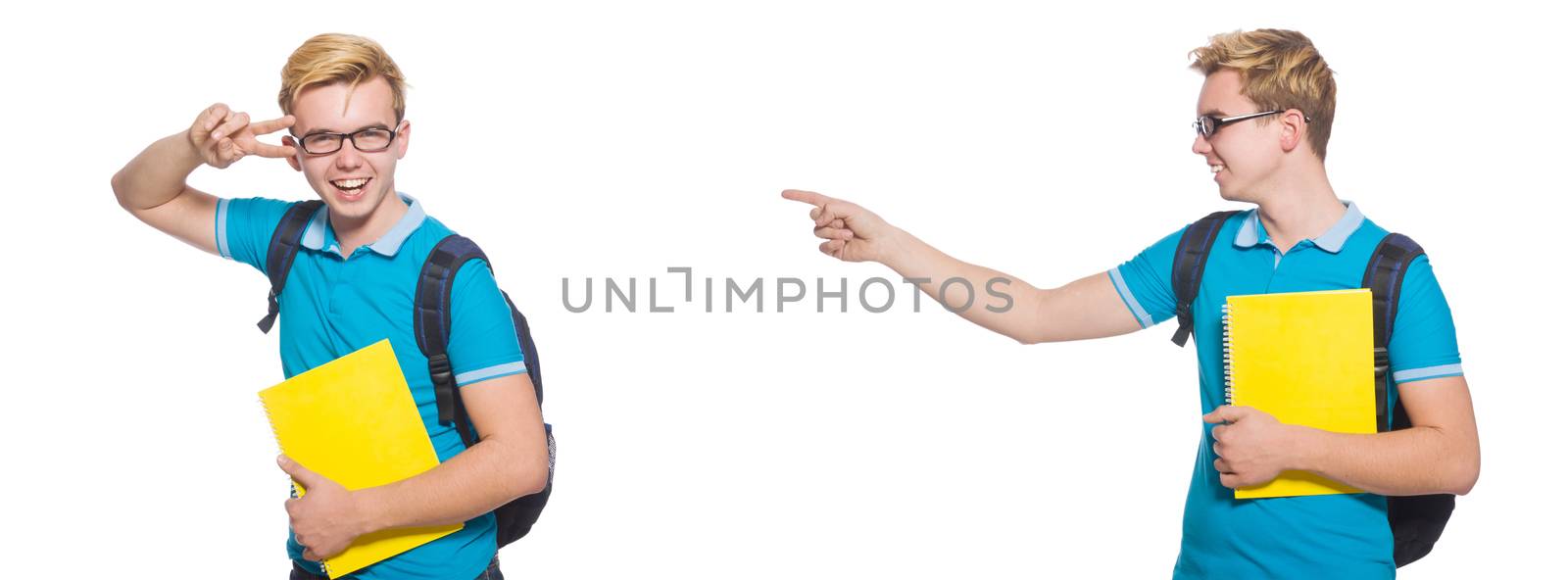 Young student isolated on white background 