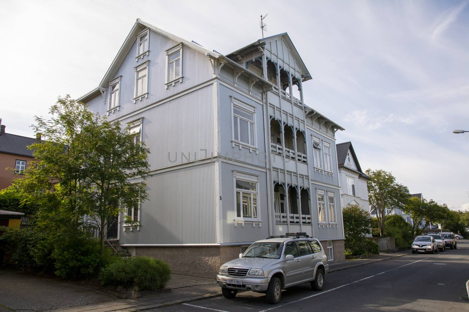 Reykjavik, Iceland, July 2019: view on the historical houses of Midstraeti, Reykjavik, Iceland