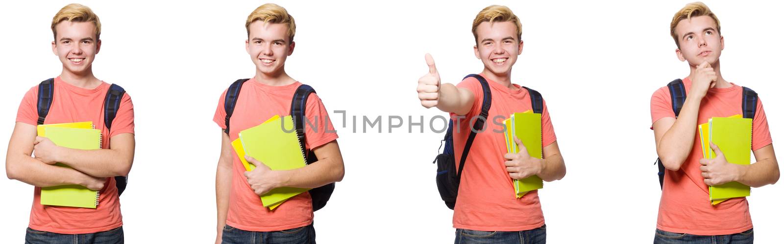 Young student isolated on white background 