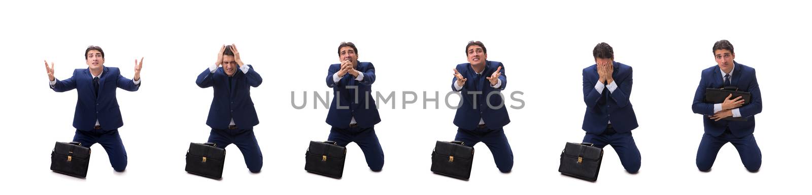 Young businessman isolated on white 