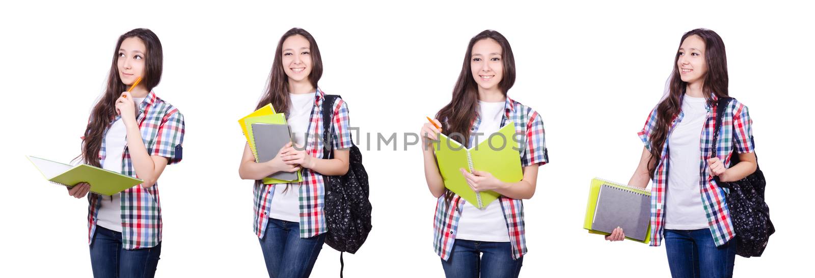 Young student with books isolated on the white