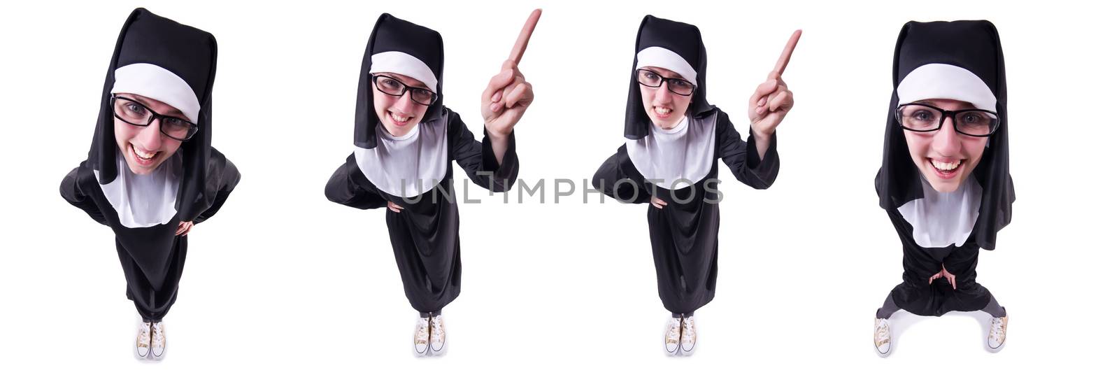Funny nun isolated on the white background