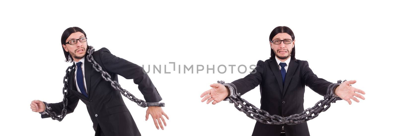 Man with chain isolated on the white