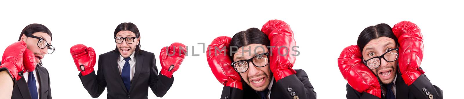 Businessman boxer isolated on the white