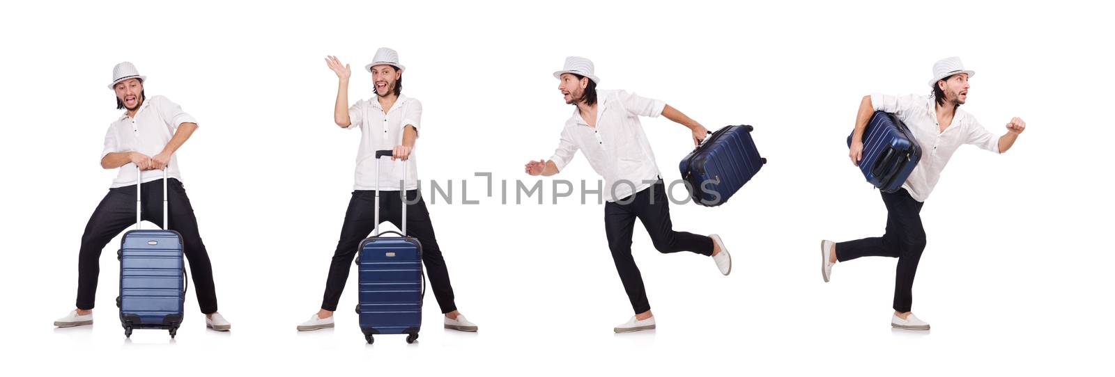 Travel vacation concept with luggage on white by Elnur
