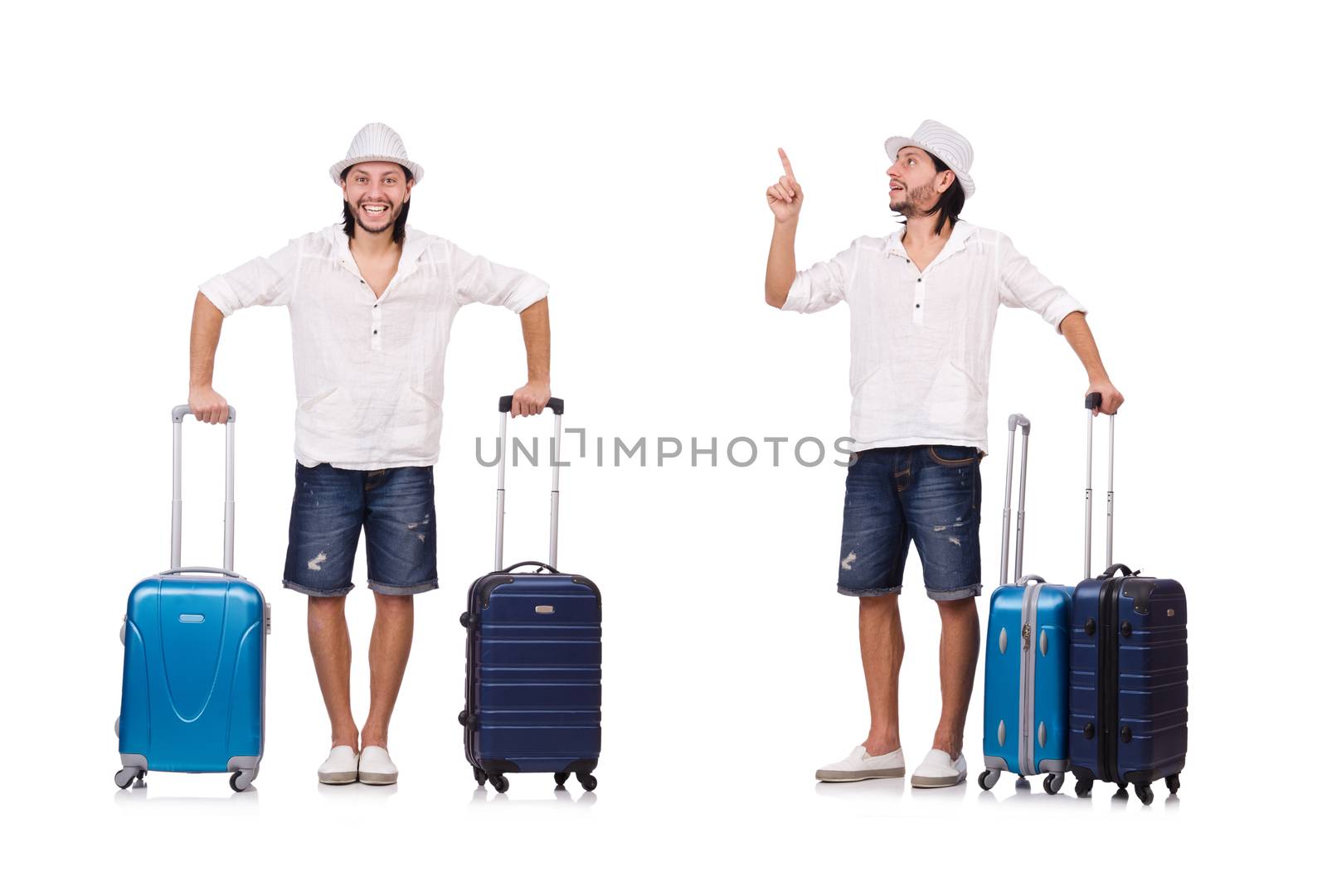 Travel vacation concept with luggage on white by Elnur