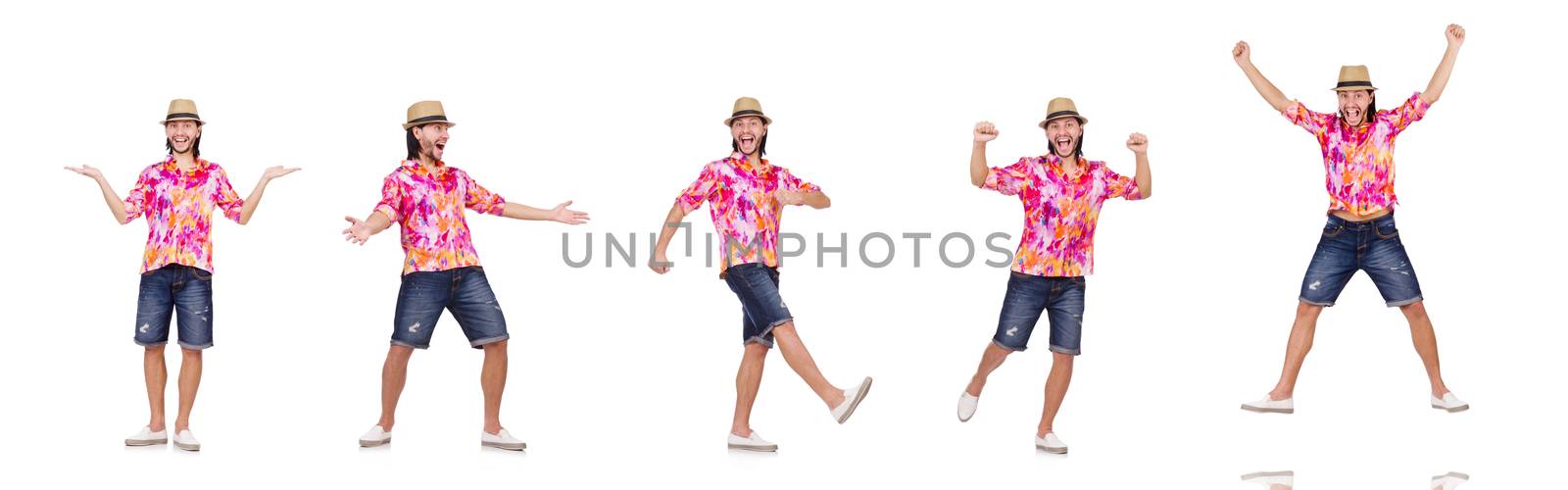 Funny tourist isolated on white