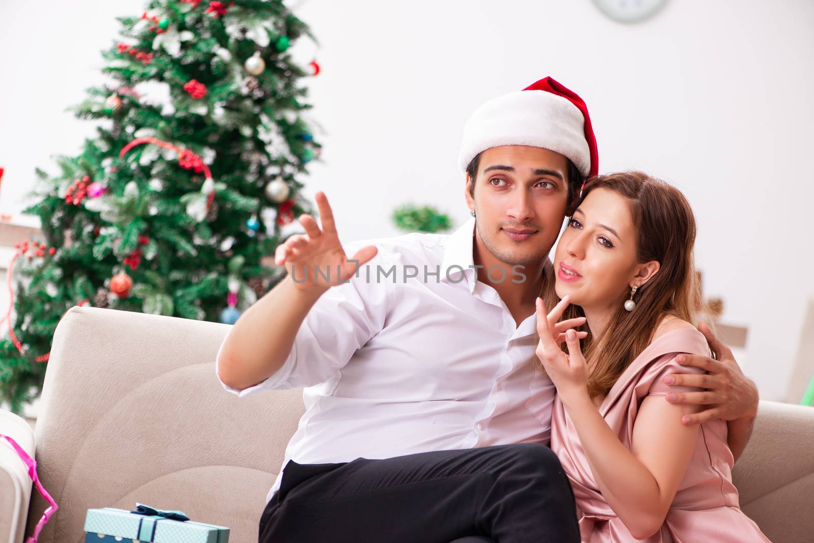 Man making marriage proposal at christmas day