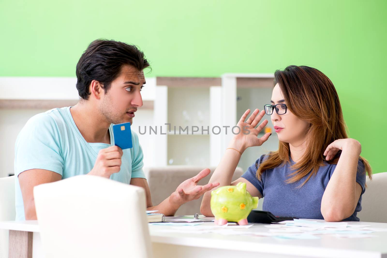 Young family struggling with personal finance