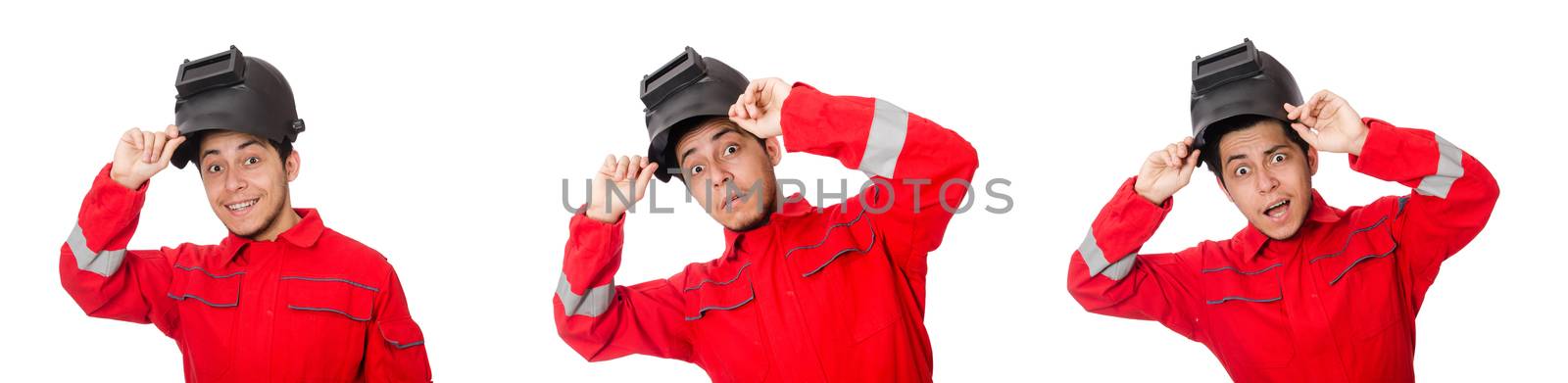 Funny welder isolated on white