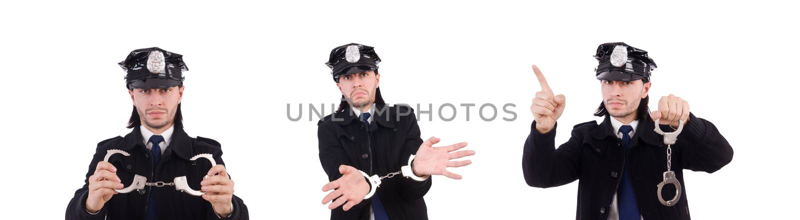 Funny policeman isolated on the white