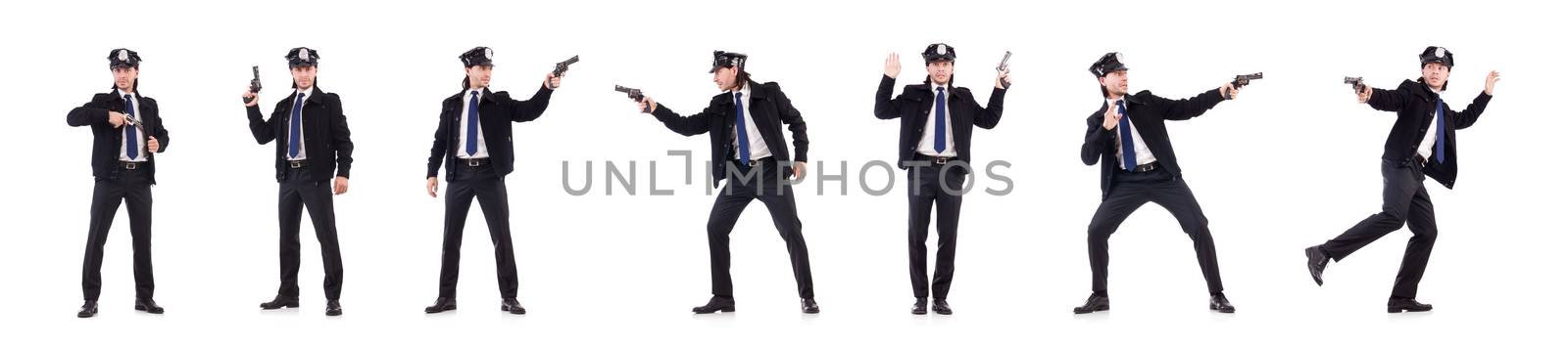 Police officer isolated on white