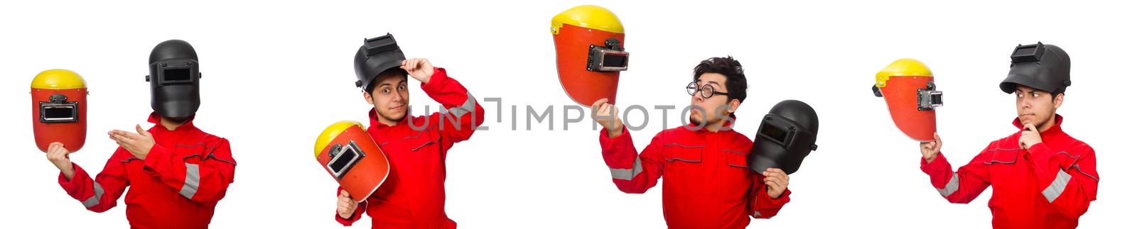 Funny welder isolated on white