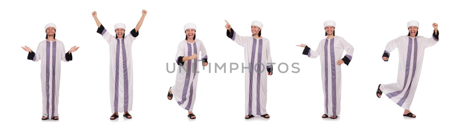 Concept with arab man isolated on white