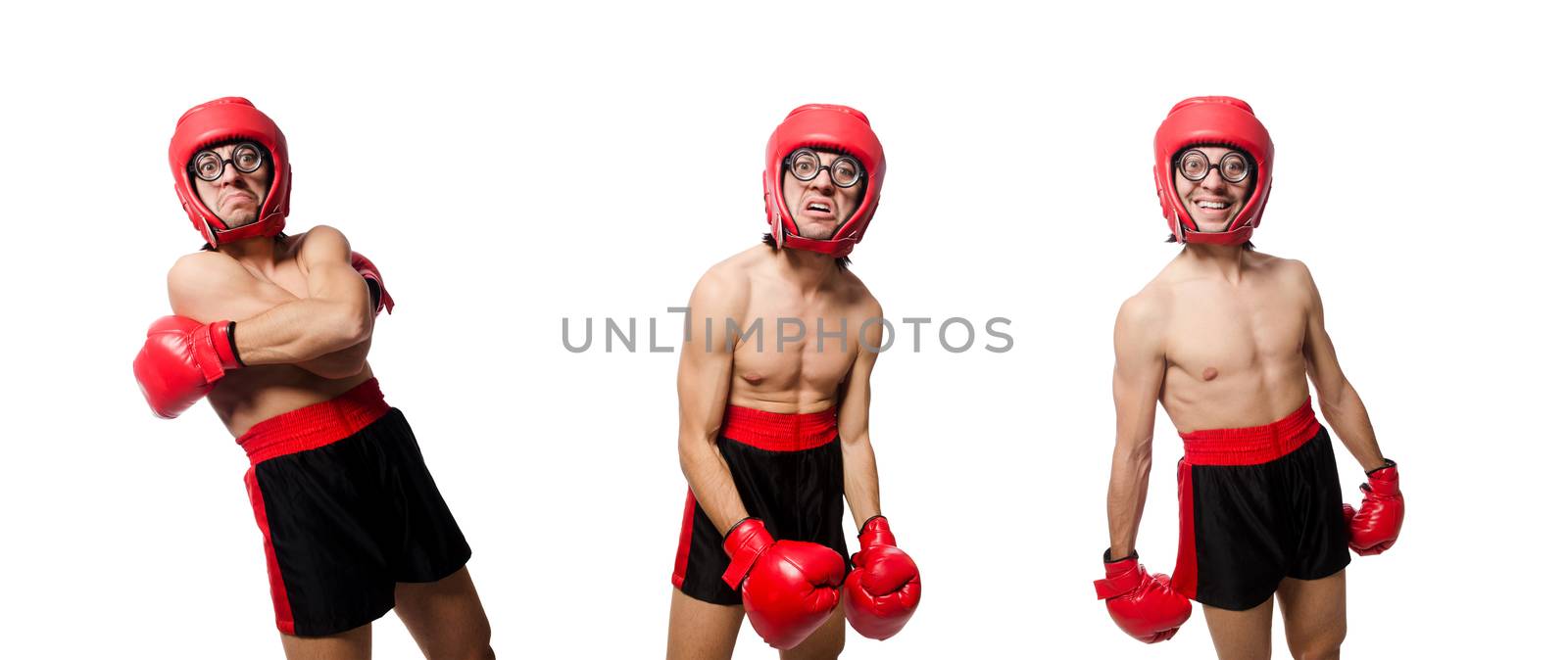 Funny boxer isolated on the white