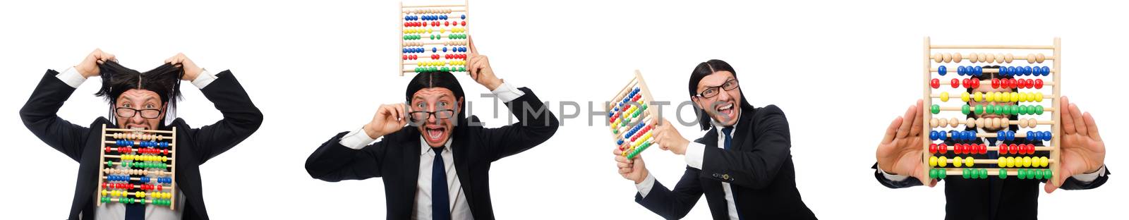Funny man with calculator and abacus by Elnur