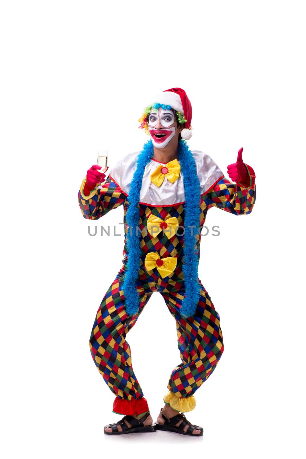 Young funny clown comedian isolated on white  by Elnur