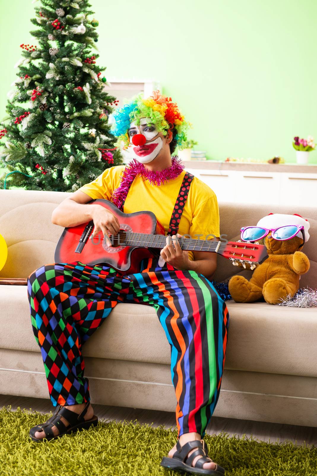 Funny clown in Christmas celebration concept  by Elnur