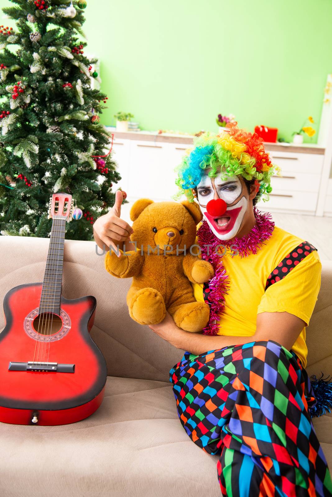 Funny clown in Christmas celebration concept  by Elnur