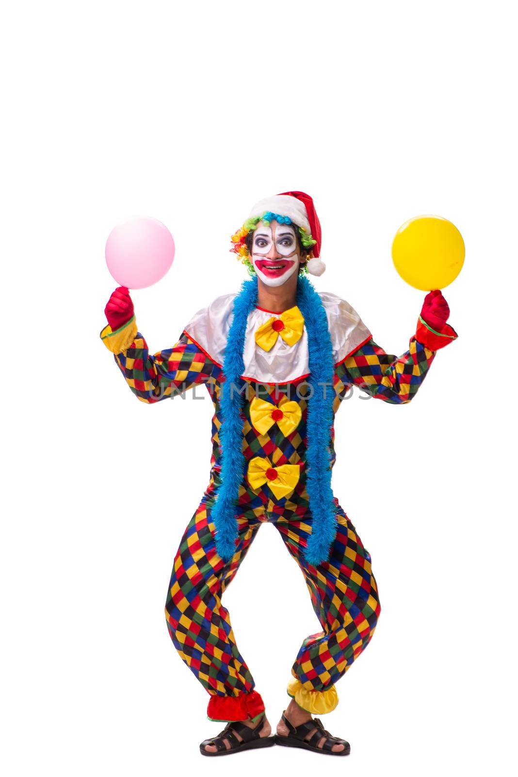 Young funny clown comedian isolated on white  by Elnur