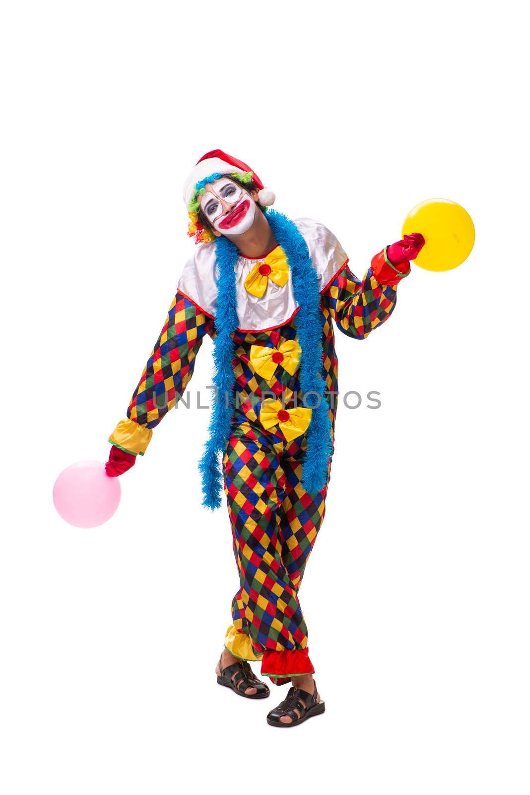 Young funny clown comedian isolated on white  by Elnur