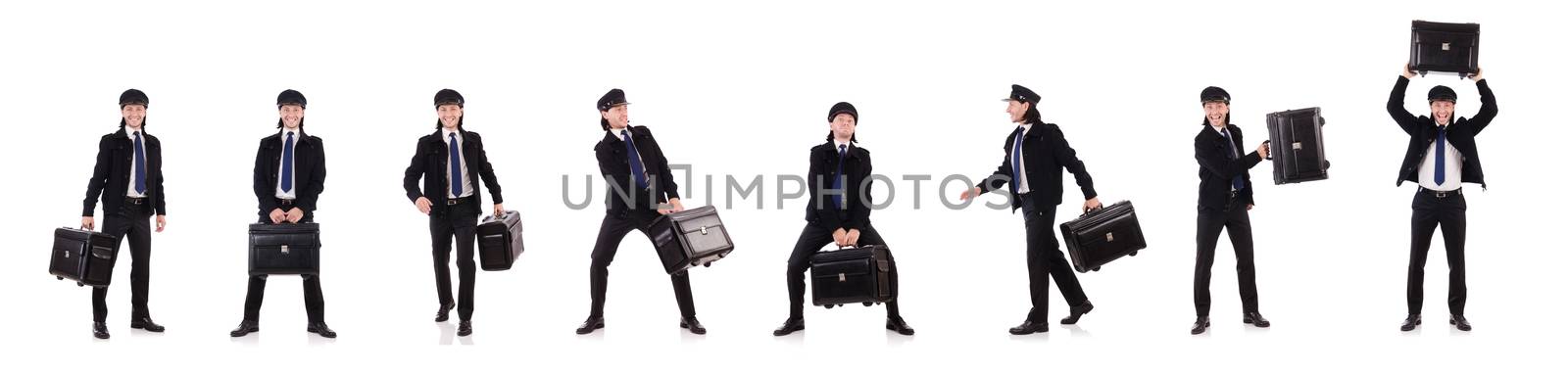 Funny pilot isolated on white
