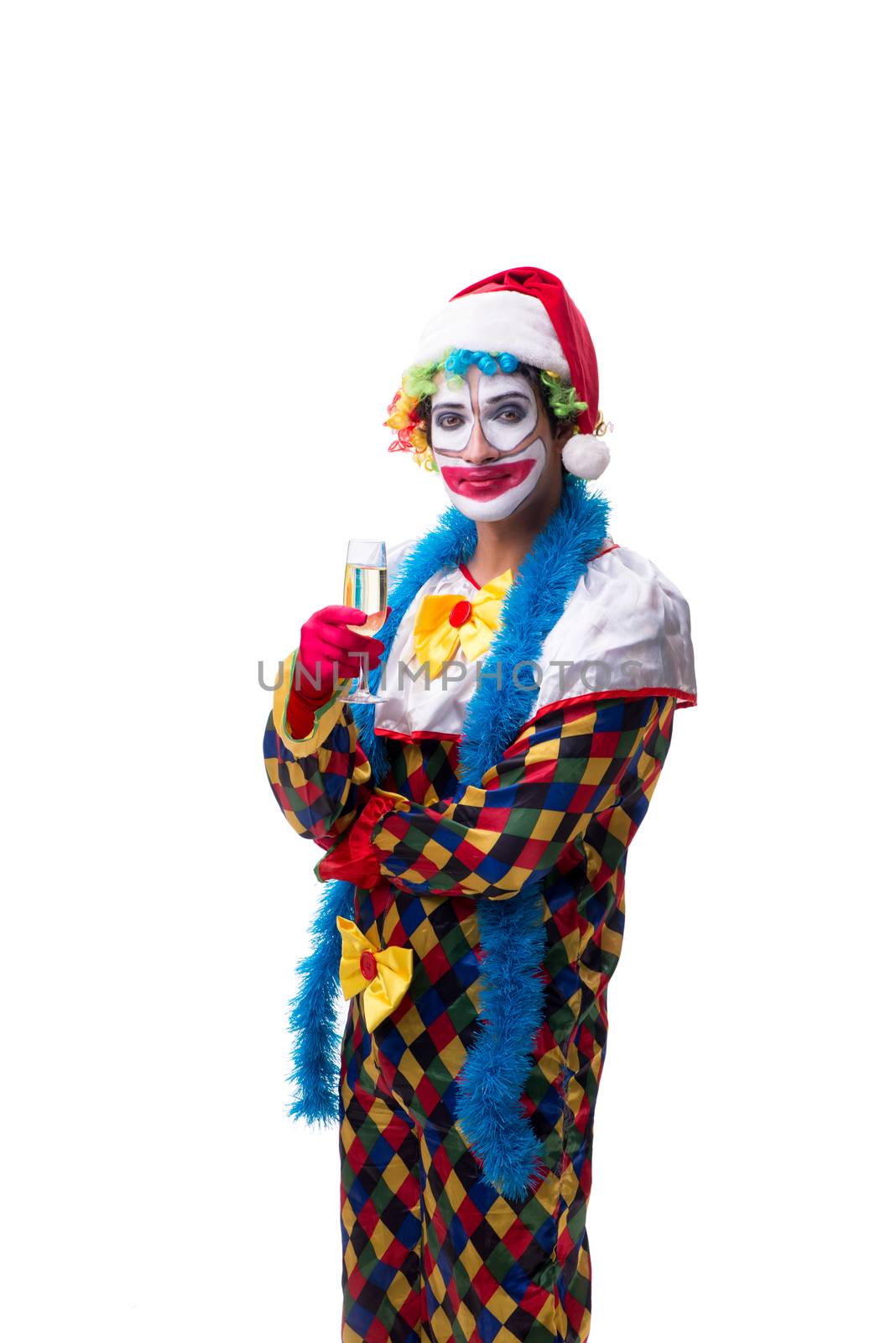 Young funny clown comedian isolated on white  by Elnur