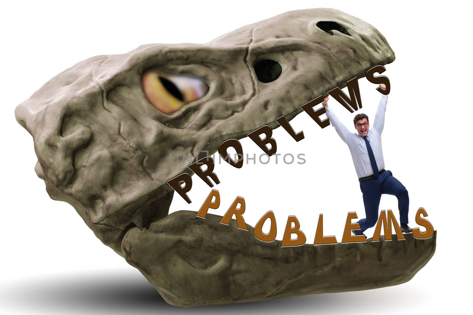 Businessman in the jaws of problems