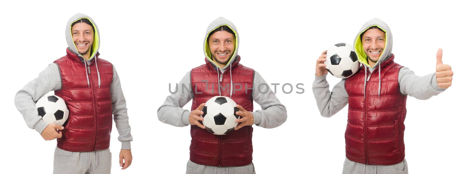 Man with football isolated on white by Elnur