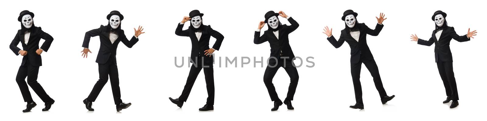 Man with scary mask isolated on white by Elnur