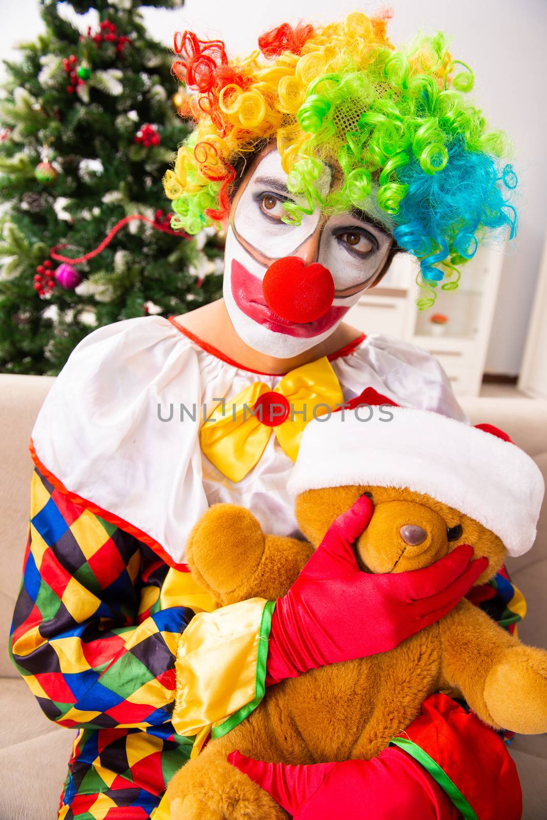 Funny clown in Christmas celebration concept  by Elnur