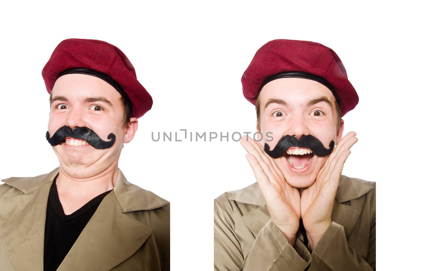 Funny soldier in military concept