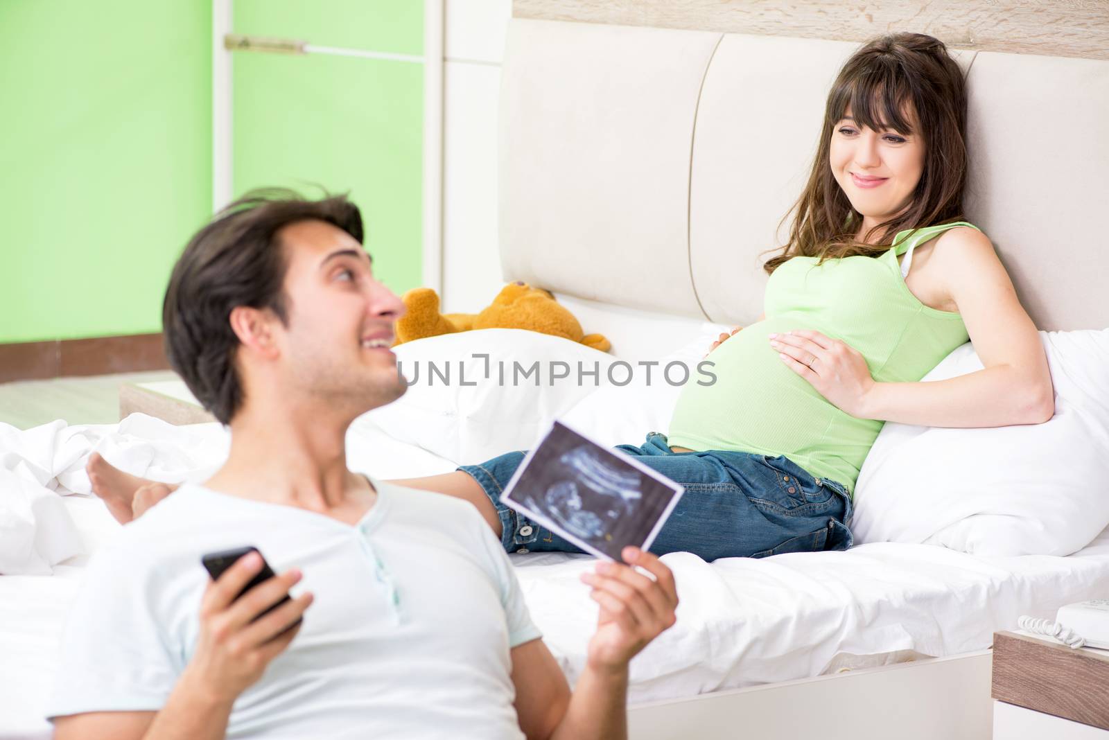 Young family finding out about pregnancy