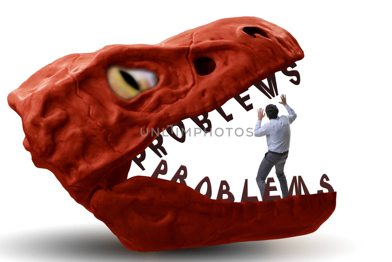 Businessman in the jaws of problems