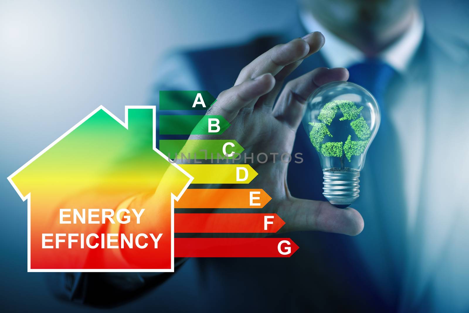 Businessman in energy efficiency concept
