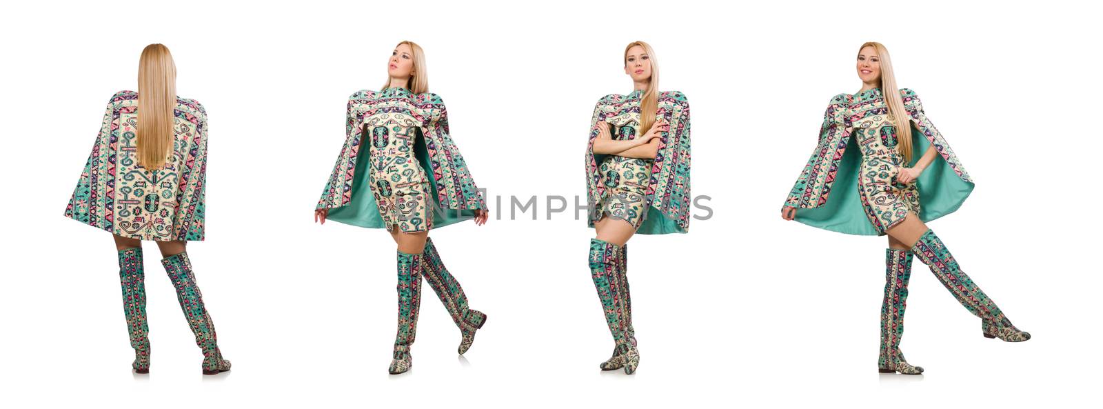 Woman in fashion concept isolated on whitModel wearing dress wit by Elnur