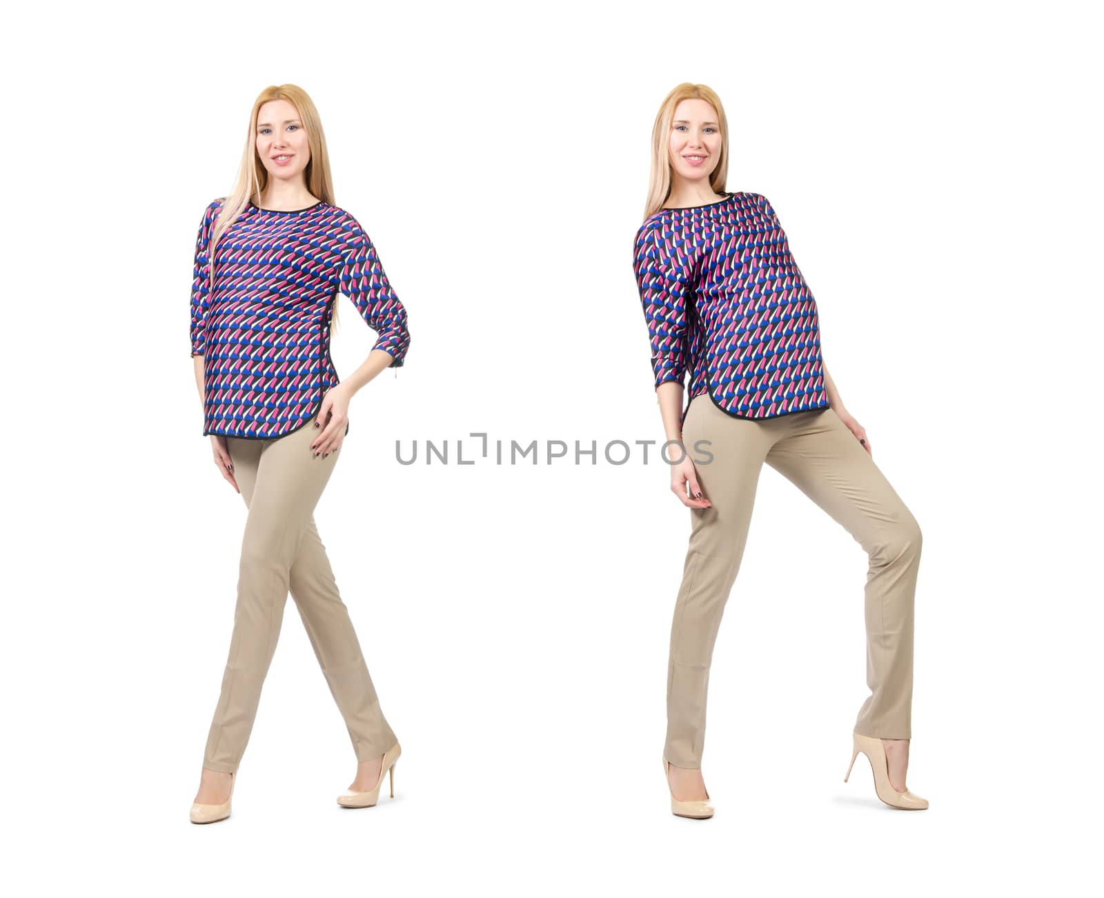 Beautiful pregnant woman isolated on white